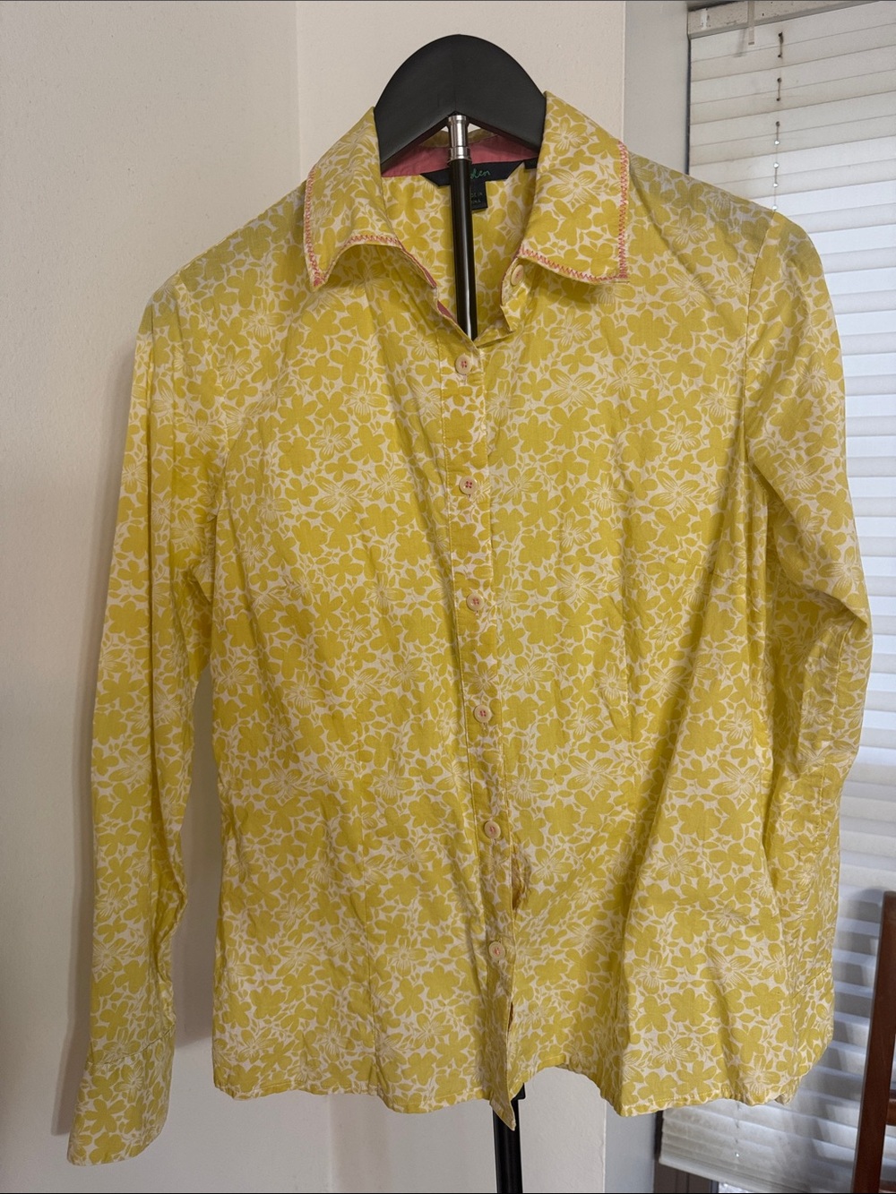 Boden Yellow White Floral Button-Up Shirt